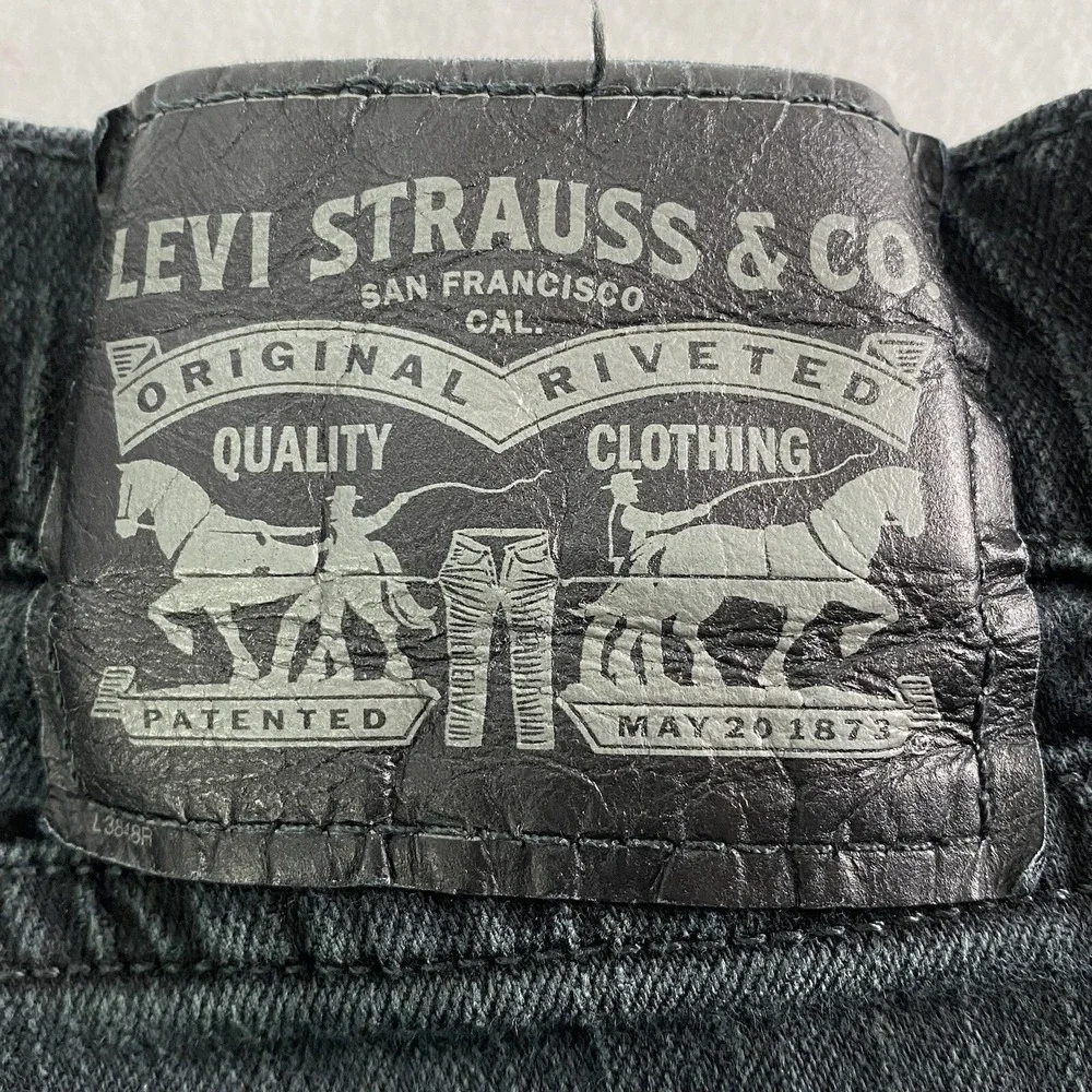 LEVI'S Men 5 Pocket Zip Button Closure Straight Leg Denim Jeans Sz 32 Black 5-30